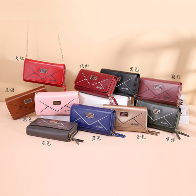 2021 New Korean Style Women's Long Wallet Clutch Multi Card Mobile Phone Bag Cute Change Card Bag Messenger Bag