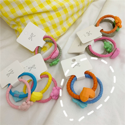 Cute Bear Love Hair Rope Candy Color Girl Hair Ring Hair Rope Ponytail Rubber Band Hair Accessories Headwear