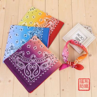 55cm Paisley Gradient Printing Scarf Square Cotton Outdoor Sports Cycling Headscarf Triangular Binder Customizable