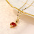 Internet Celebrity Same Style Red Pendant Fox Necklace Chic Short 18K Gold Micro Inlaid Zircon Girlfriends Clavicle Chain Female