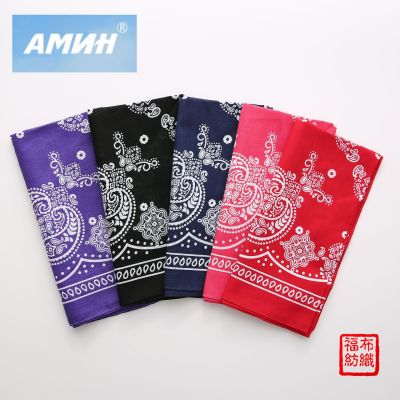 New 55cm Cotton Hip Hop Kerchief Paisley Sports Cycling Square Scarf Pure Cotton Printed Headscarf Can Be Customized