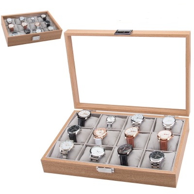 Watch Box Jewelry Storage Box Glass Louvre Wooden Watch Collection Box Watch Display Box Simple Clock Box