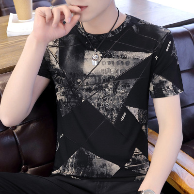 2021 Summer New Ice Silk Short Sleeve T-shirt Men's Undershirt Korean Style Half-Sleeved Shirt Menswear Fashion Brand Top Clothes