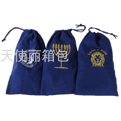 High Quality Suede Embroidered Drawstring Bag Shrinkable Drawstring Bag Light Type Practical Handbag