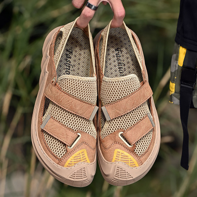2021 Summer Men's Leather Sandals New Beach Shoes Mesh Shoes Sports Outdoor Casual Shoes British Tide Shoes Men's Shoes