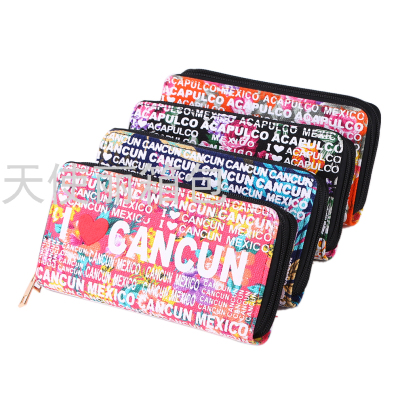 Popular Flower Cloth Printing Double Pull Coin Purse Travel Souvenir Series Letter Pack Ticket Holder