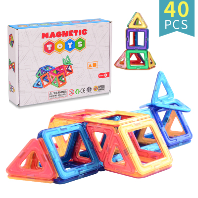 Cross-Border Supply Competitive Factory Children's Lezhi Toys Magnetic Building Blocks 40PCs Pure Magnetic Supplementary Package