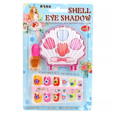 Shell Eyeshadow Nail Polish Nail Sticker Set Children's Cosmetics Girls Playing House Ornament Toys Wholesale