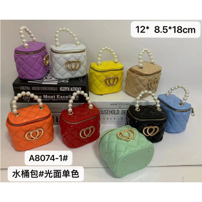 2021 New Factory Gel Bag Rhombus Cosmetic Bag Pearl Hand Shoulder Messenger Bag Foreign Trade Cross-Border Wholesale