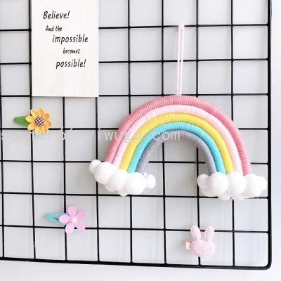 INS Nordic Rainbow Clouds Woven Pendant Children's Room Creative Decoration Pendant Background Wall Layout