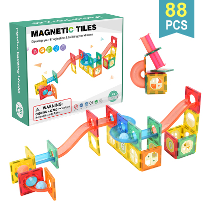 Colored Window Magnetic Sheet Children's Lezhi Toy Railway Building Blocks Variety Intelligence Pipe Assembling Building Blocks One Piece Dropshipping