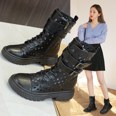 Mesh Boots Hollow Boots Female 2021 Summer Hot Motorcycle Handsome Casual Dr. Martens Boots Ins Trendy Side Zipper British Style