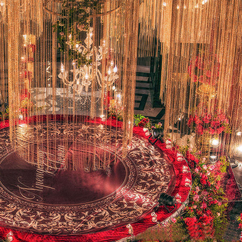 加密银丝线帘婚庆吊顶圆环装饰流苏摩天轮场景布置隔断门帘子结婚