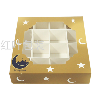 Wholesale Customized Chocolate Candy Biscuit Baking Packaging Paper Box 16-Grid Visual Window PVC