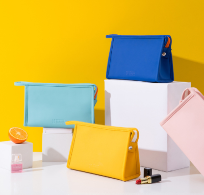 INS Style Pu Cosmetic Bag Hand-Held Portable Buggy Bag Fresh Candy Color Girl Heart Storage Bag Handbag for Women