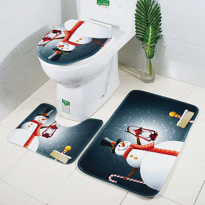 Bathroom Toilet Floor Mat Non-Slip Mat Three-Piece Christmas Carpet Set Hydrophilic Pad Cross-Border Hot Sale One Piece Dropshipping