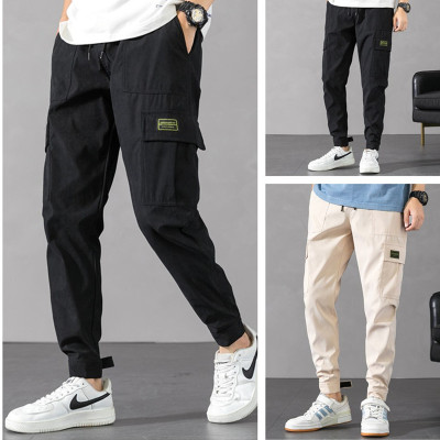 Lianxu Men's Clothing | 2021 Fall Casual Pants Men's Multi-Pocket Trousers Patch Decoration Casual plus Size Men's Overalls