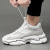 Spring New TikTok Men's Clunky Sneakers Fashion Black Invisibly Heightened Shoes Cowhide Stitching Fly-Knit Sneakers