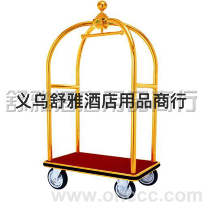 Small Golden luggage trolley hotel lobby supplies