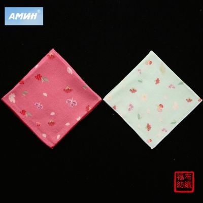 35cm Cotton Double-Layer Gauze Printed Handkerchief Vintage Printed Small Handkerchief Japanese Wrapped Towel Gauze Square Scarf