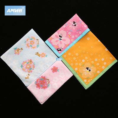 New Combed Cotton Cartoon Printing Small Handkerchief Pure Cotton Children's Saliva Towel Cotton Sense Small Square Towel Processable Customization