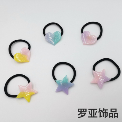 Japanese and Korean Girl Cute Dream Love Five-Pointed Star Rubber Band Jelly Color