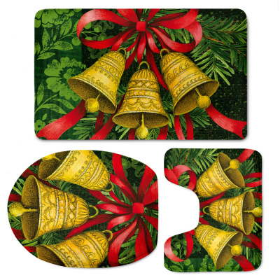 Christmas Hot Sale in Europe and America Toilet Mat Bathroom Toilet Mat Three-Piece Bathroom Absorbent Non-Slip Floor Mat