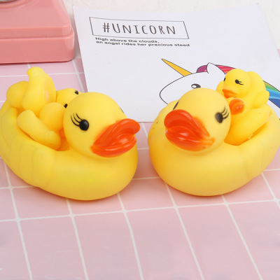 Net Bag Big Three Small Mother and Child Duck Squeeze and Sound Baby Children Bathing Duck Vinyl Sound Toys
