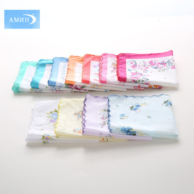 30cm Pure Cotton Women's Printed Tooth Handkerchief Retro Nostalgic Style Small Handkerchief Handkerchief Pocket Square Customizable