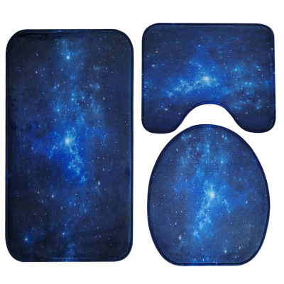 Galaxy Nebula Bathroom Three-Piece Carpet Toilet Toilet Cover O-Shaped Cushion U-Shaped Non-Slip Mat