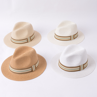 Vacation Hat Men's Spring and Summer Casual All-Match Fashion Straw Hat Bowler Hat Men's British Retro Simple Sun Hat