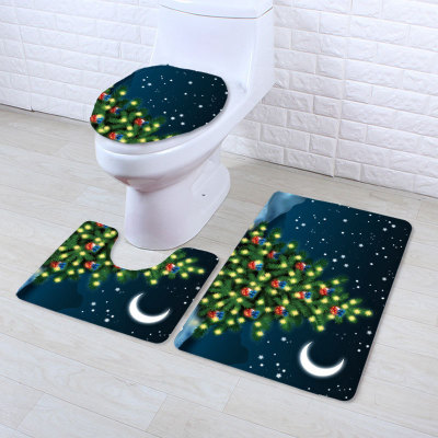 Factory Spot Foreign Trade Bathroom Toilet Carpet Three-Piece Bedroom Floor Mat Household Door Mat Shower Curtain Graphic Customization