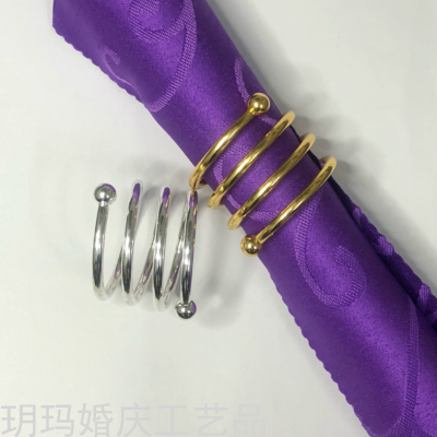 European Foreign Trade Factory Batch Straight Hair Napkin Ring Hotel Table Setting Napkin Ring Alloy Process Electroplating Process Napkin Ring