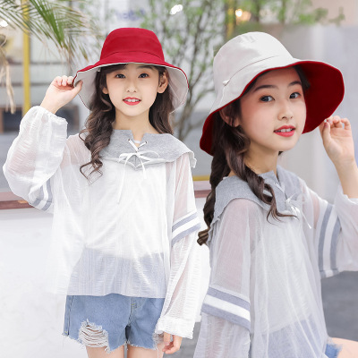 Reversible Fisherman Hat Children's Japanese Style Big Brim All-Match Sun Protection UV Sun Protection Hat Korean Style Net Red Sun Hat