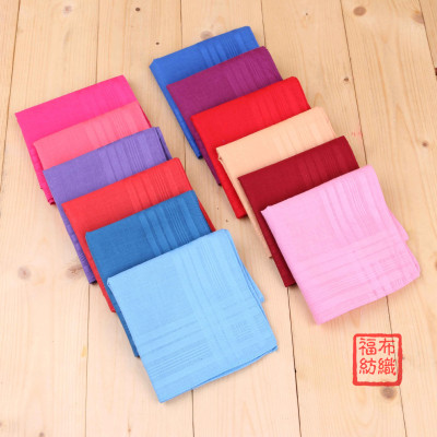 Solid Color Handkerchief Pure Cotton Plain Handkerchief High-Grade Satin Edge 43cm Square Scarf Customizable Logo Mixed Color