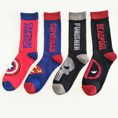 European and American Superman Socks Personality Men's Mid-Calf Length Sock Women's Sport Socks Factory Direct Supply