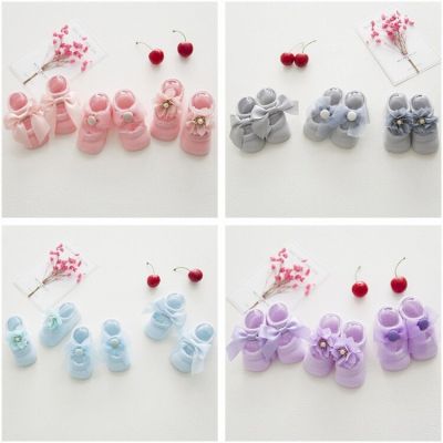 3 Pairs of Lace Bowknot Baby Korean Style Cotton Hollow Hole Boat Socks Children Candy Color Summer Room Socks