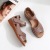 2021 Summer Genuine Leather Flat Soft Bottom Top Layer Cowhide Fish Mouth Sandals Non-Slip Comfortable Middle-Aged Mom Women's Sandals