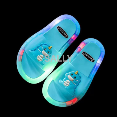 Hot-Selling Slippers with Lights Children's Slippers Flash Dinosaur Colorful Light