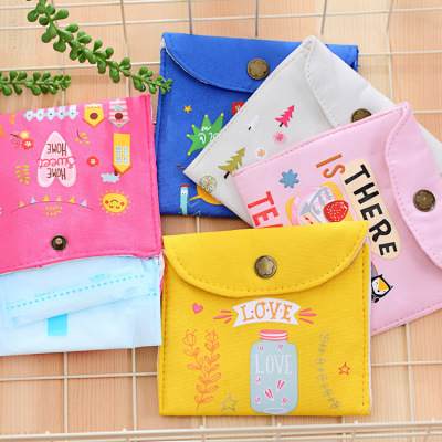 Canvas Sanitary Napkin Storage Bag Large Capacity Girls Tampon Storage Bag Cute Sanitary Towel Bags Customized Processing