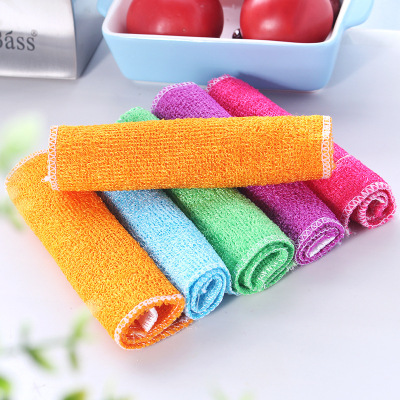 Dishcloth Oil-Free Rag Bamboo Fiber Dish Towel Bamboo Charcoal Oil Removing Scouring Pad Cleaning Supplies Wholesale