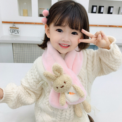 Children's Neckerchief Winter Warm with Velvet Scarf Korean Style Cartoon Boy Girls' Plush Doll Thickened Baby Bandana