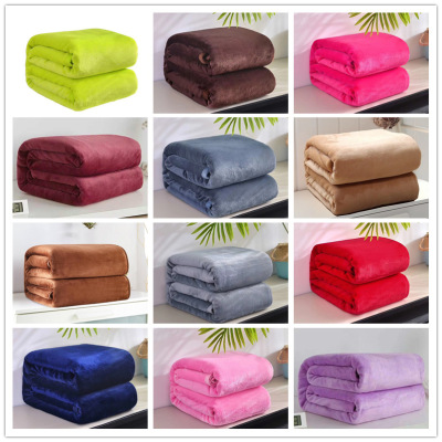 Exclusive for Cross-Border Manufacturers Send Flannel Blanket Blanket Coral Fleece Blanket Solid Color Blanket Summer Blanket Thin Duvet