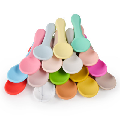 Food Grade Silicone Spoon Fork Children's Silicone Tableware Baby Food Supplement Spork Set Food Supplement Soft Spoon