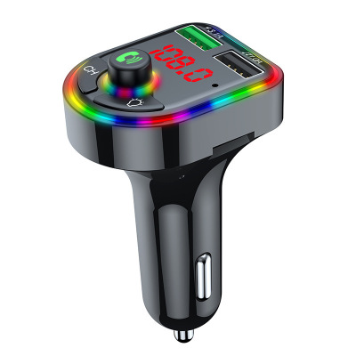 Car MP3 Bluetooth Player Car F6 Card USB Seven-Color Ambience Light Car Bluetooth Hands-Free FM Transmitter