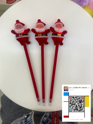 South Korea Hot Sale Christmas Ballpoint Pen with Light Cartoon Old Man Christmas Gift Promotion Students' Supplies Prize