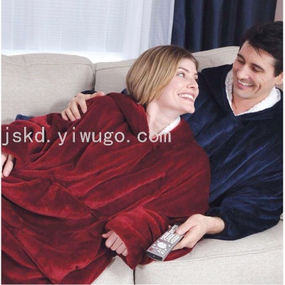 Hot Cold-Proof Warm Hoodie Pullover Hooded Fleece-Lined Lazy Cold-Proof TV Blanket Pajamas Lazy Pullover
