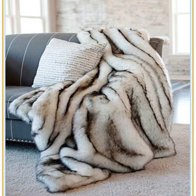 European-Style Imitation Fox Blanket Model Room Soft Decoration Artificial Leather Blanket Pvvelvet Blanket Tailstock Nap Blanket