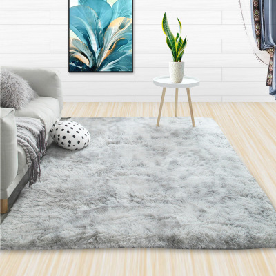 Cross-Border Simple Pvvelvet Tie-Dyed Long Wool Gradient Color Carpet Coffee Table Living Room Bedroom Carpet Customized Floor Mat Can Be Sent on Behalf