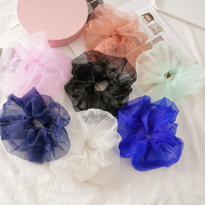 Japanese and Korean Summer New Oversized Circle Thin Mesh Large Intestine Ring Ins Girl Organza Hair Band Accessories